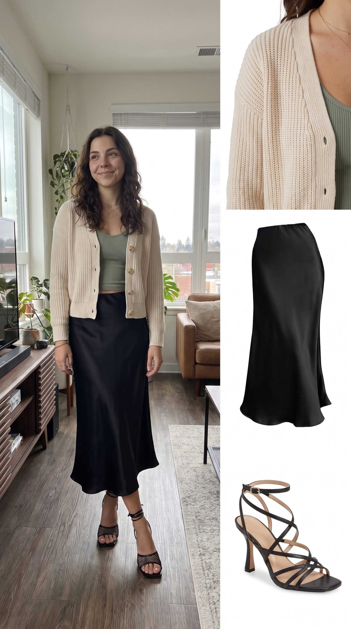 BTFBM Satin Midi Skirt