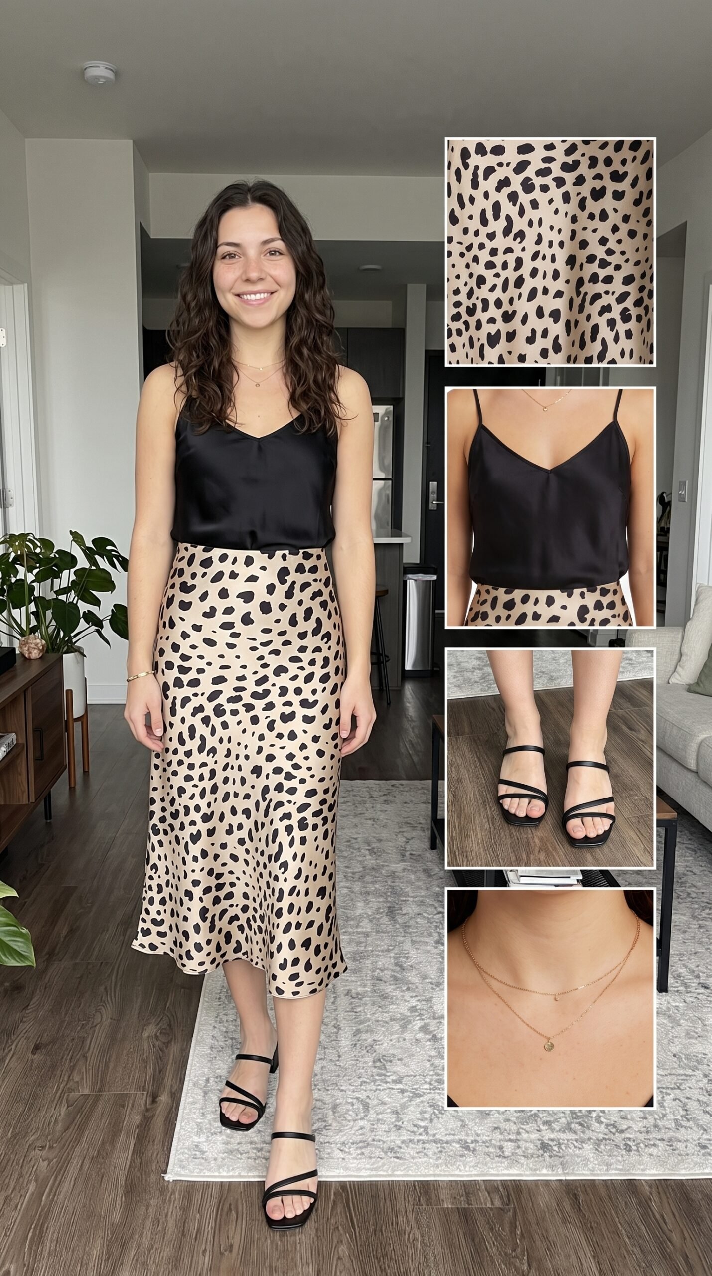 Leopard Satin Midi Skirt