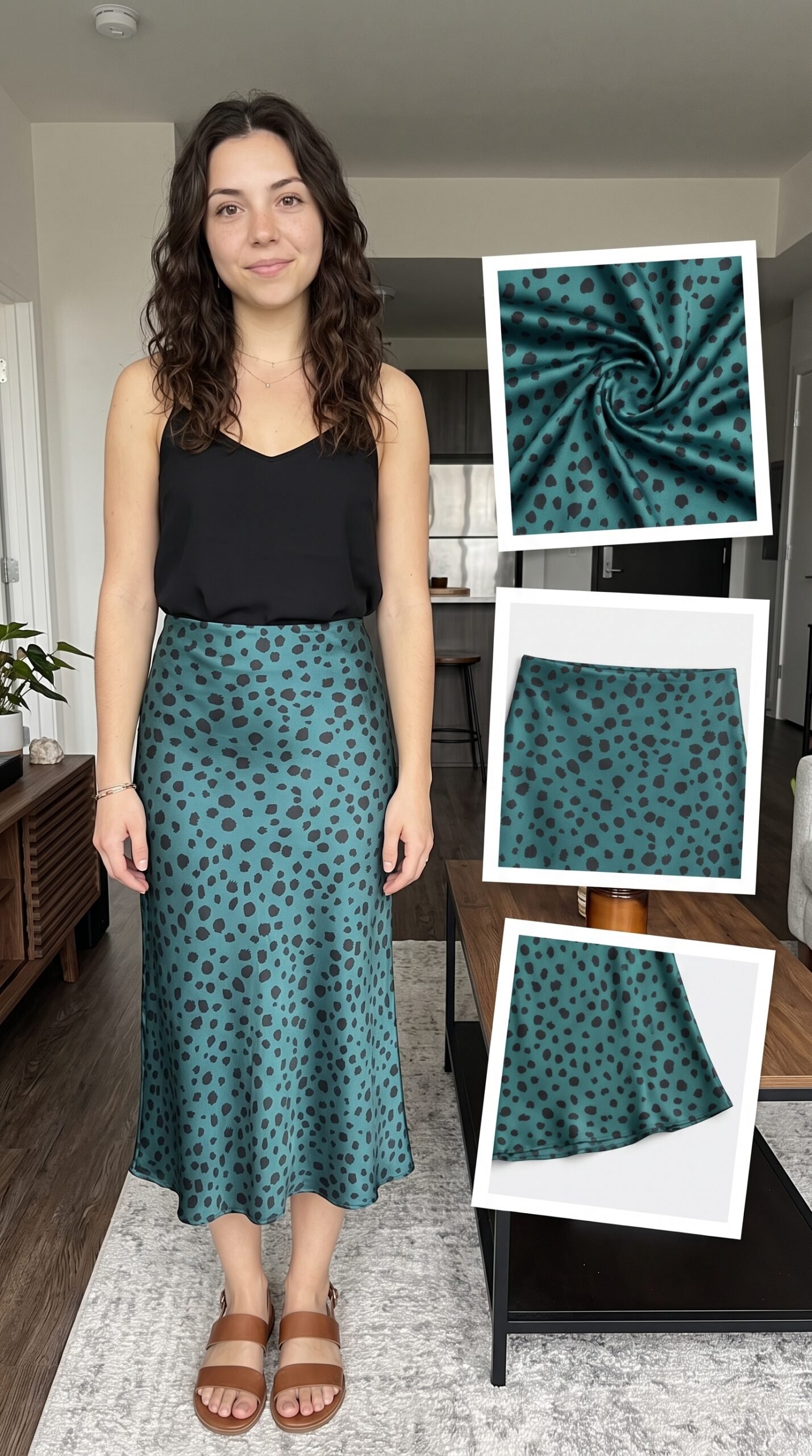 Women's Leopard Satin Midi Skirt