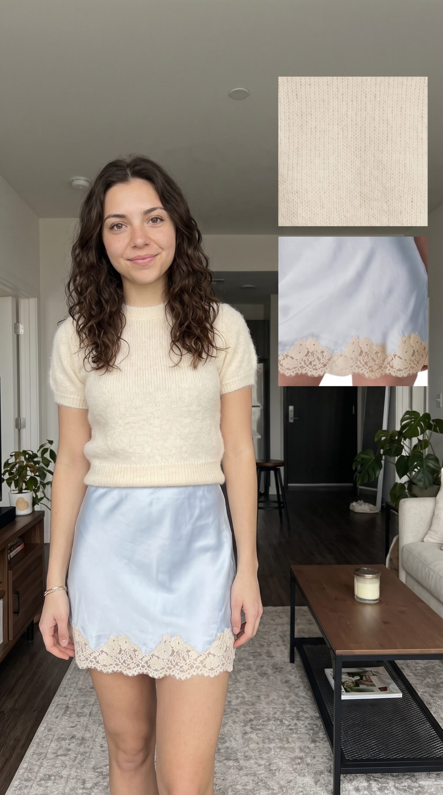 Women's Satin Lace Skirt